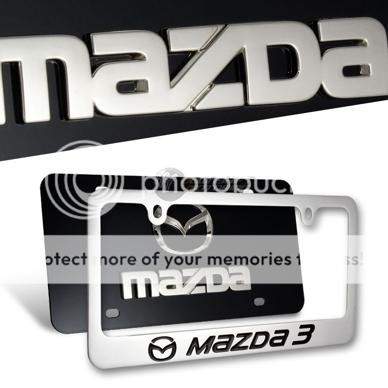 2pcs MAZDA 3 Gloss Black 3D Stainless Steel License Plate Frame Front